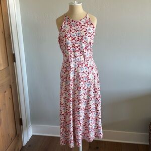 Chaps 100% Cotton Floral Halter MIDI Dress Womens XL cottage country Beach